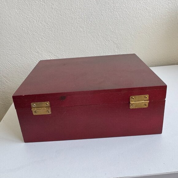 Vintage 1998 Rosewood Flip Top Photo Storage Box w/ 4x6 Frame - Picture 7 of 14